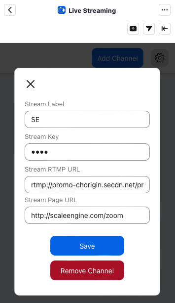Zoom Live Streaming App Configuration Tab